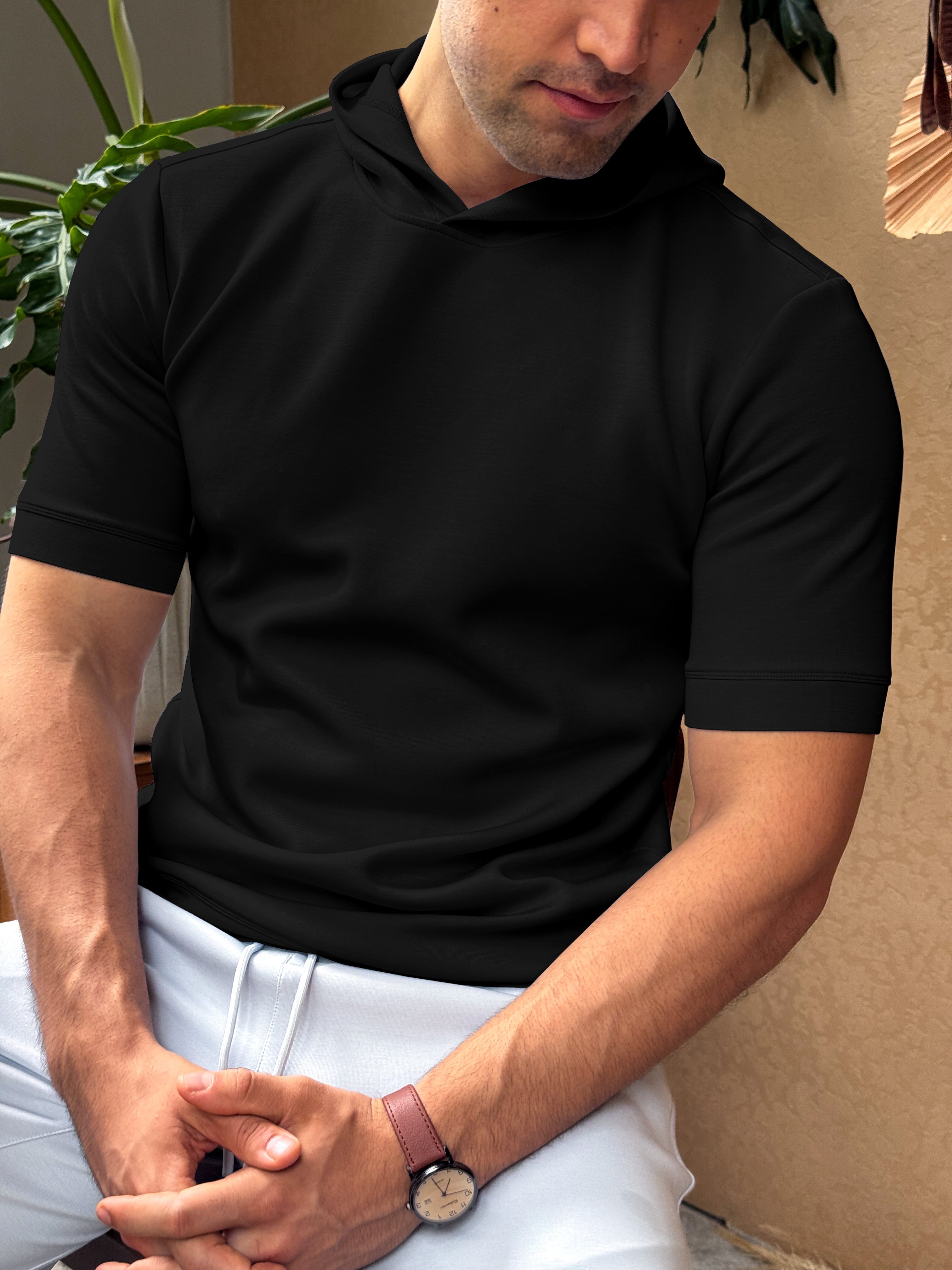 Sudadera de manga corta en mezcla de modal