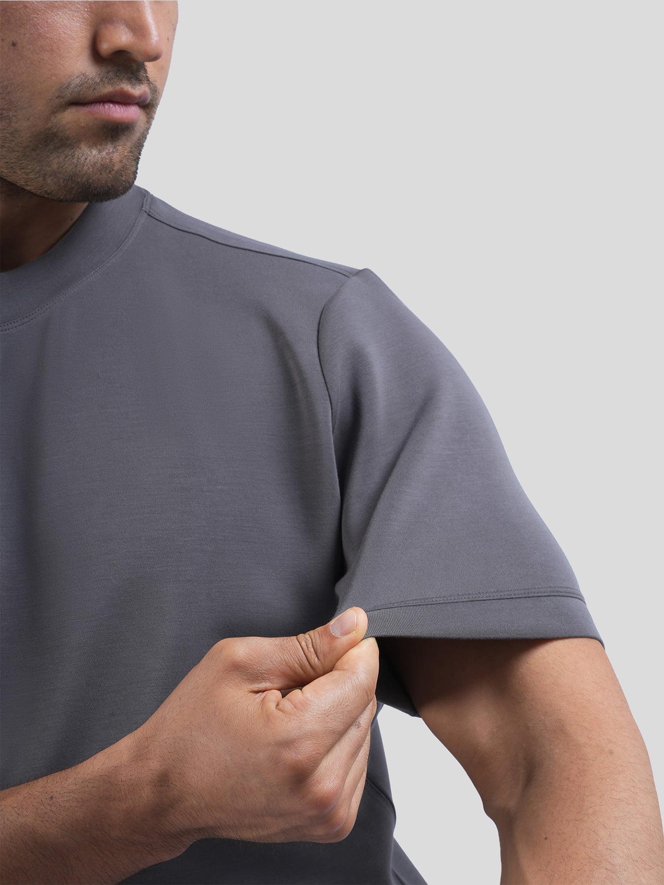 Camiseta de manga corta en mezcla de modal: corte ajustado