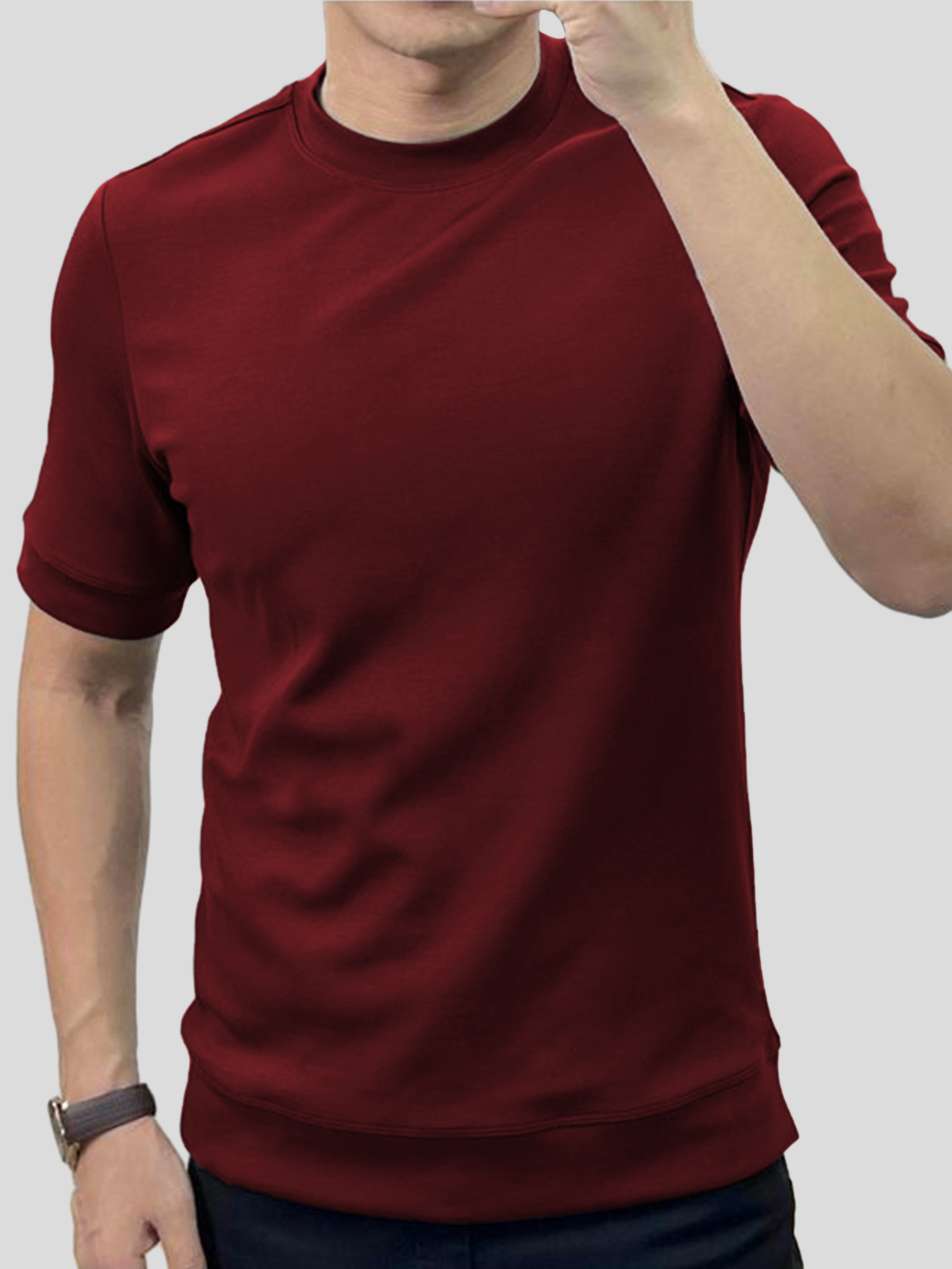 Camiseta de manga corta en mezcla de modal: corte ajustado