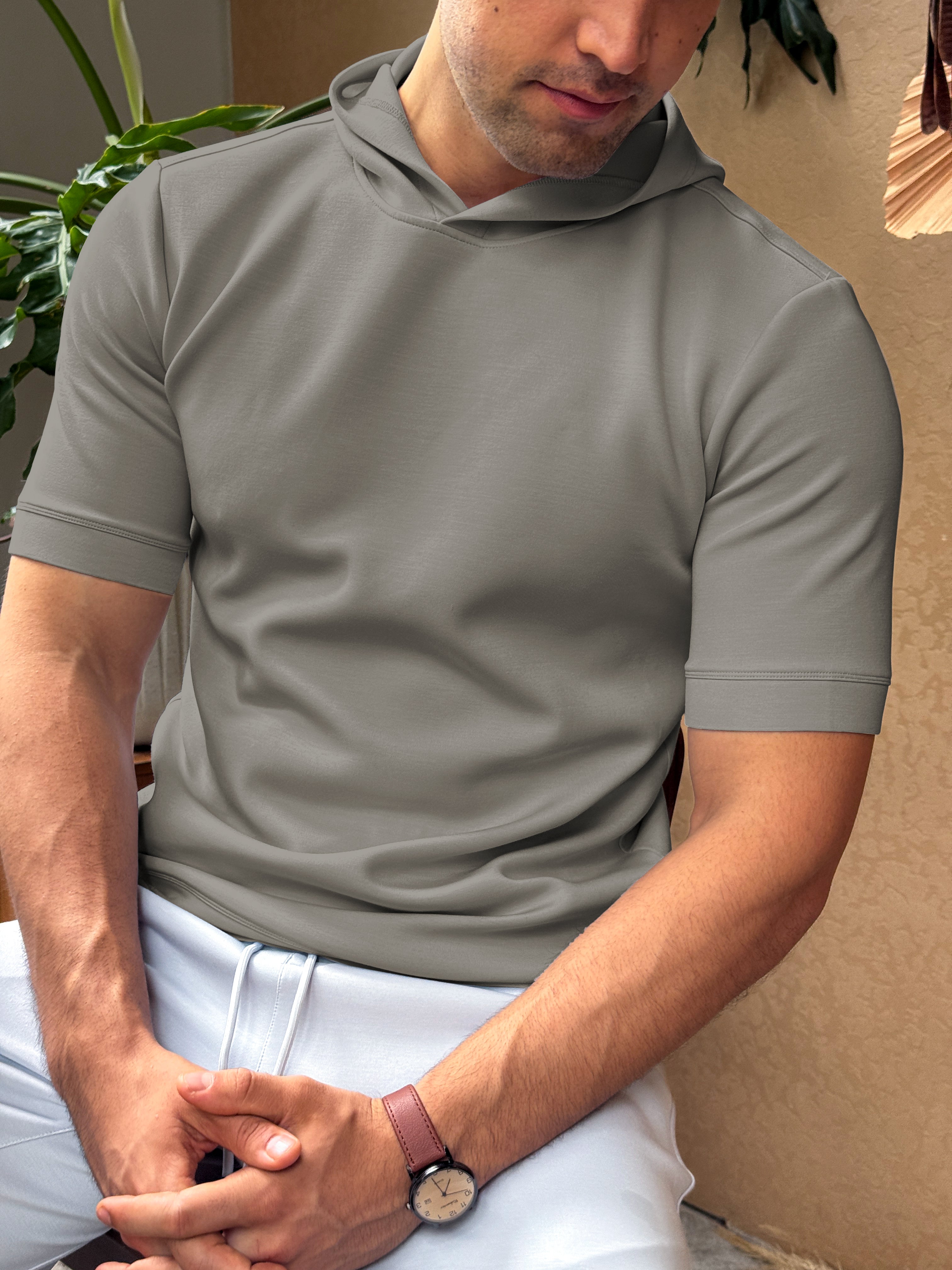 Sudadera de manga corta en mezcla de modal