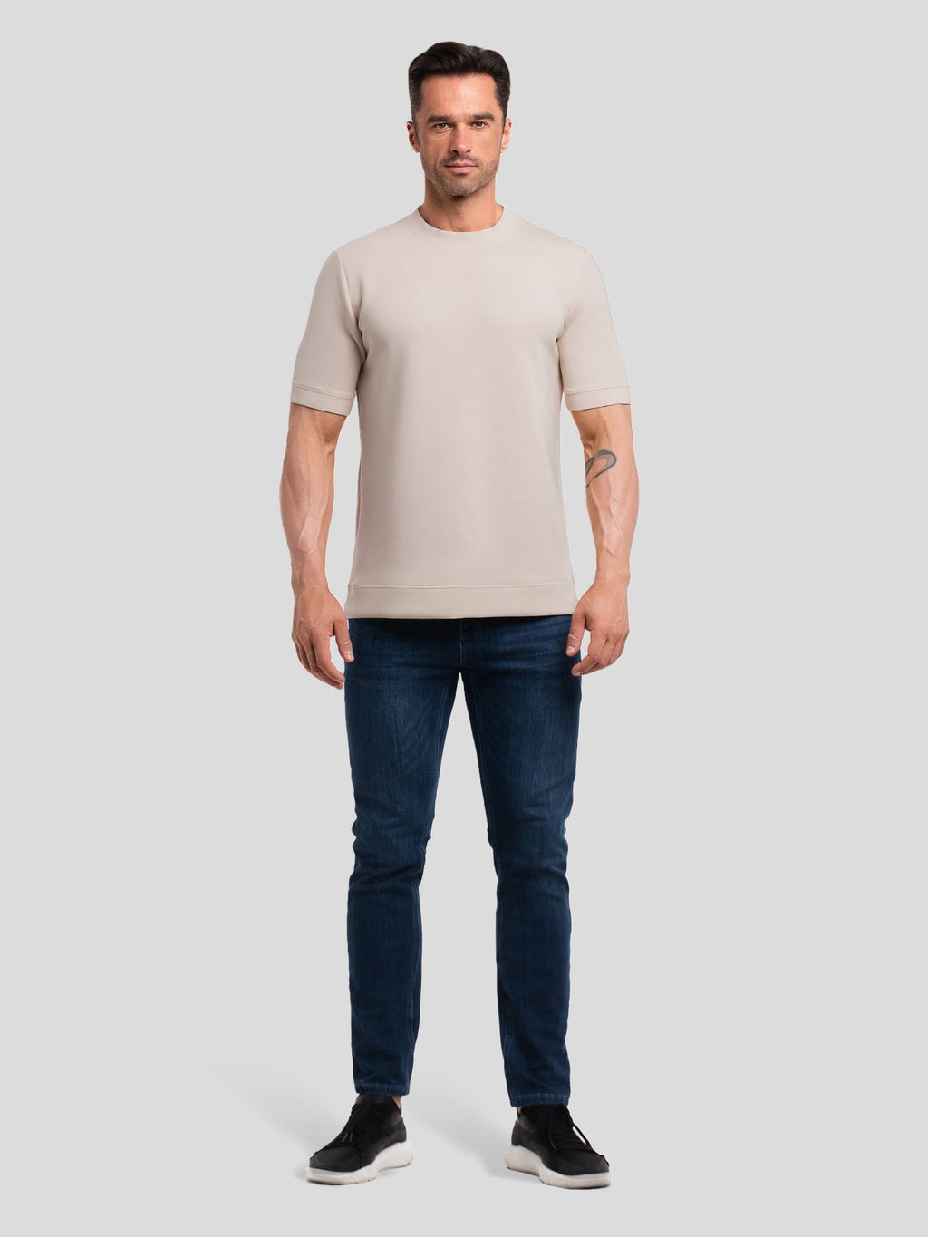 Camiseta de manga corta en mezcla de modal: corte ajustado