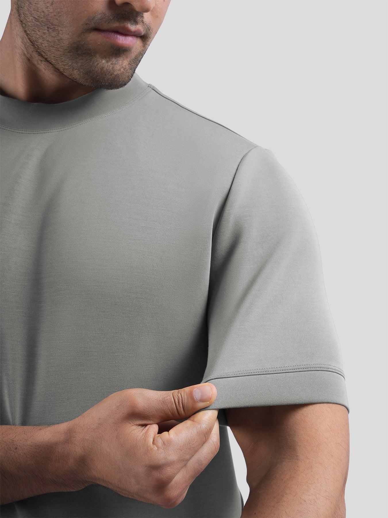 Camiseta de manga corta en mezcla de modal: corte ajustado