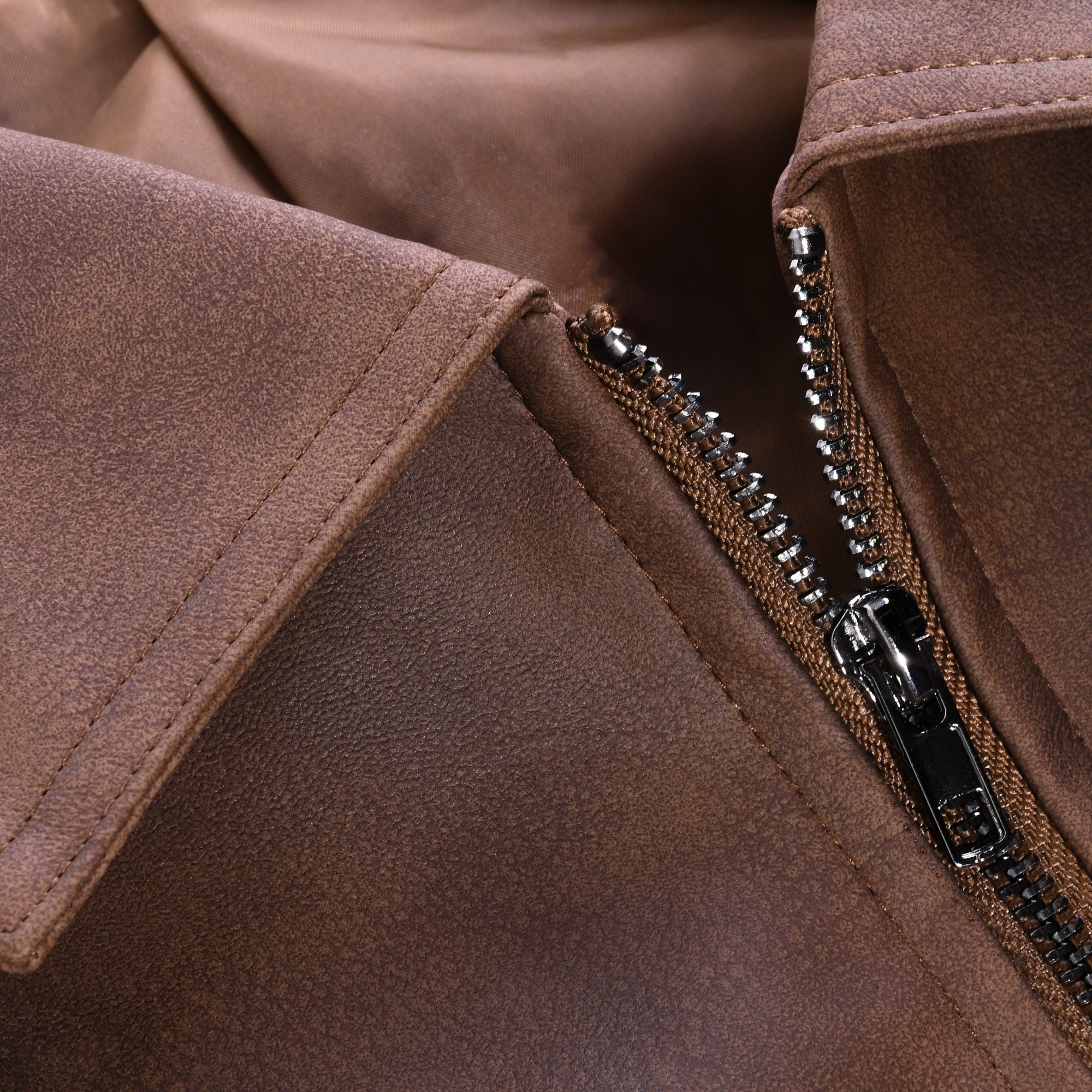 Mens Classic Fashion Cremallera PU Chaqueta de cuero