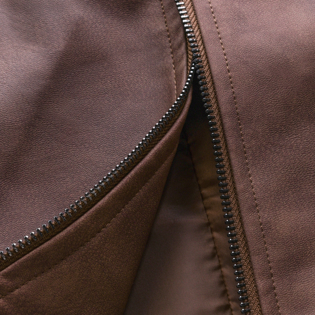 Mens Classic Fashion Cremallera PU Chaqueta de cuero