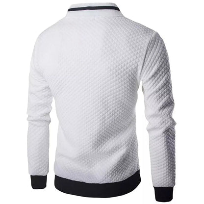Men's jacquard small checks plain zipper sweat bomber jacket