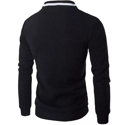 Men's jacquard small checks plain zipper sweat bomber jacket