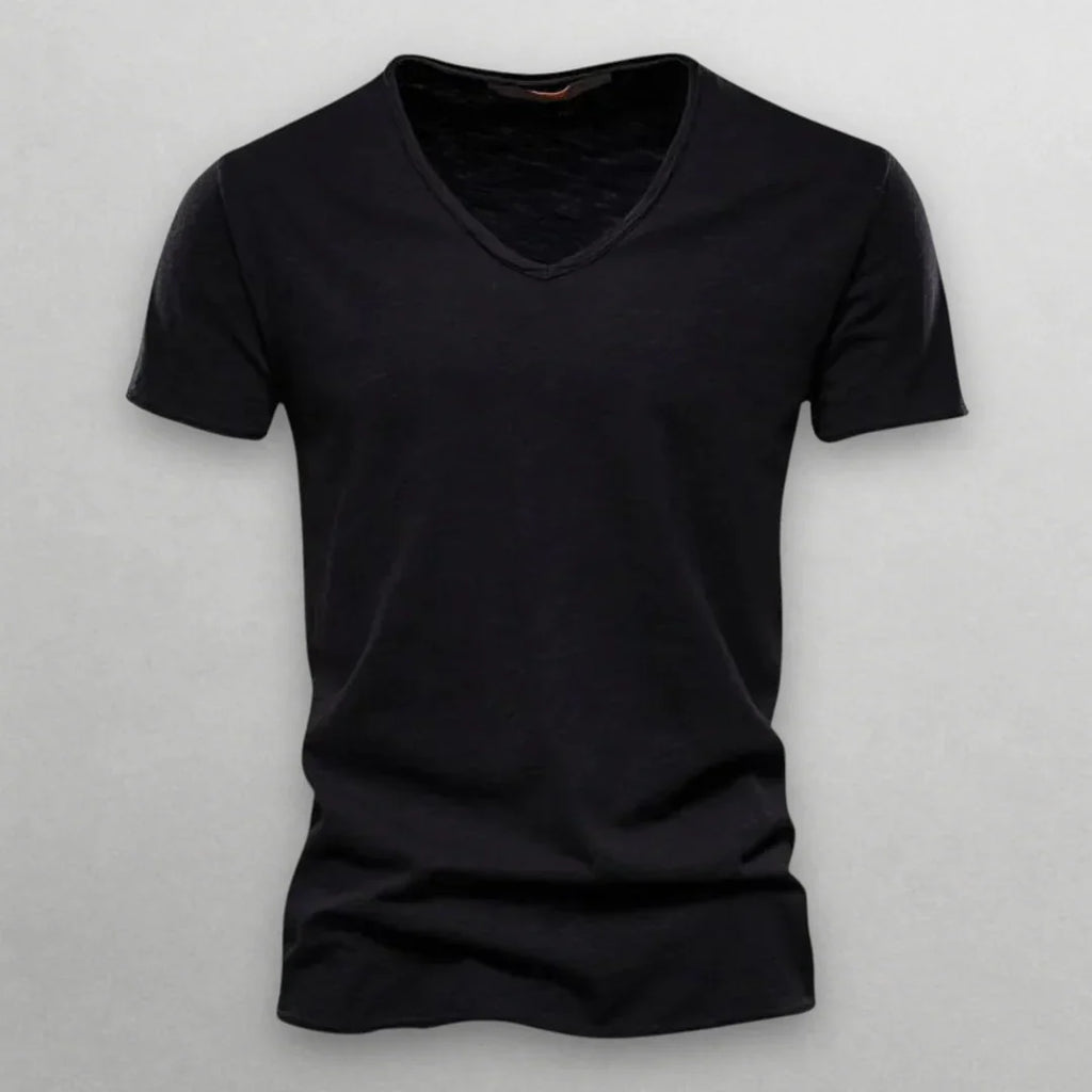 Camiseta de algodón con cuello en V Shinari