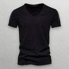 Camiseta de algodón con cuello en V Shinari