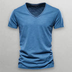Camiseta de algodón con cuello en V Shinari