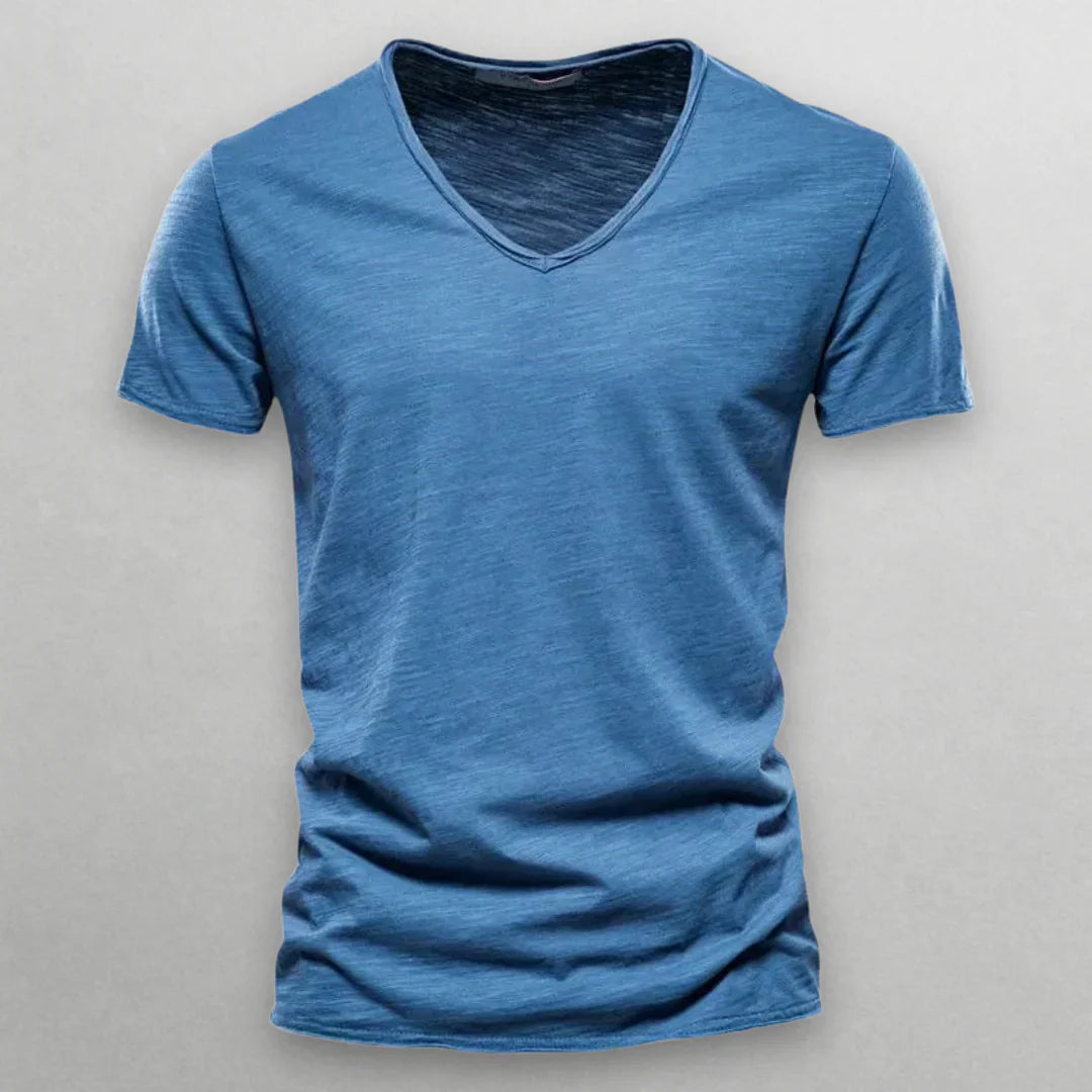 Camiseta de algodón con cuello en V Shinari