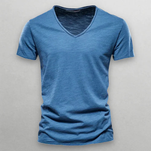 Camiseta de algodón con cuello en V Shinari