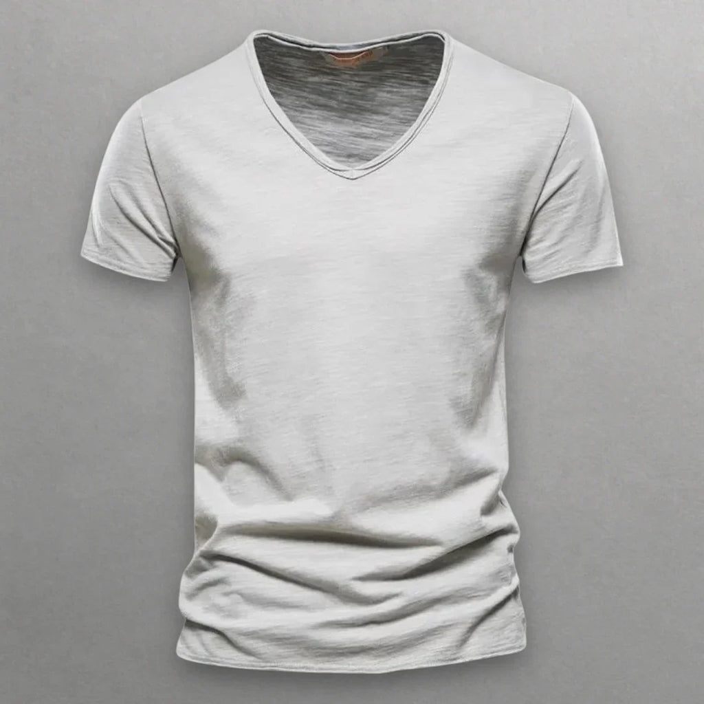 Camiseta de algodón con cuello en V Shinari