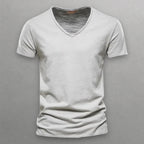 Camiseta de algodón con cuello en V Shinari