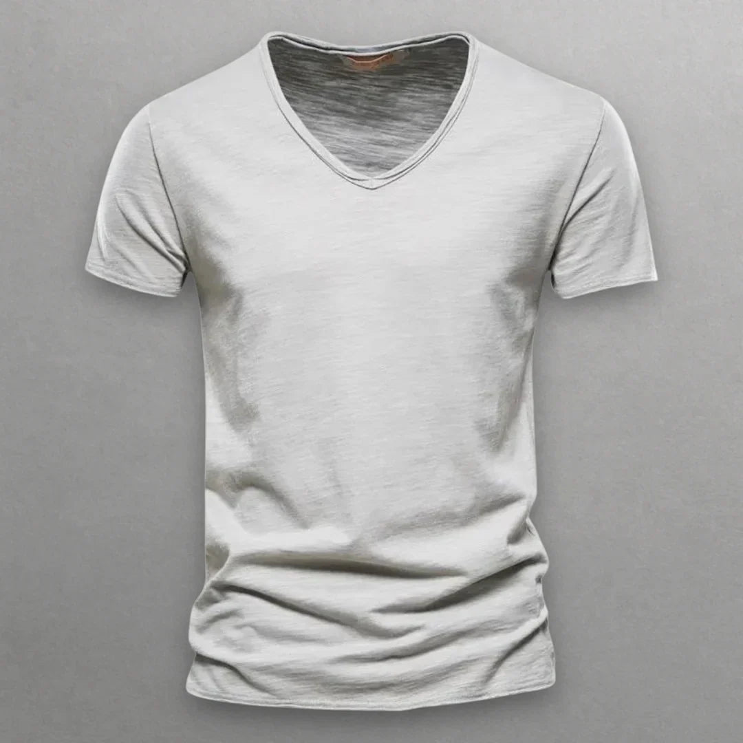 Camiseta de algodón con cuello en V Shinari