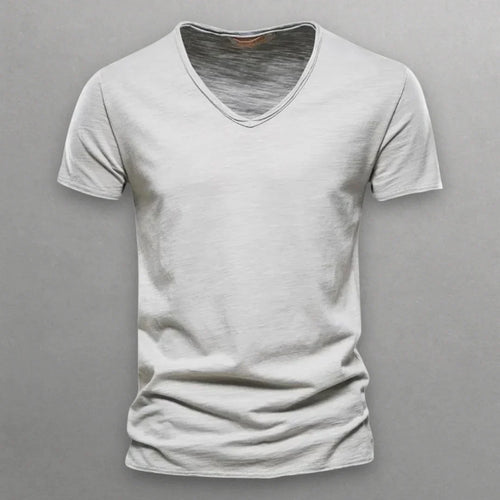 Camiseta de algodón con cuello en V Shinari