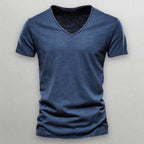 Camiseta de algodón con cuello en V Shinari