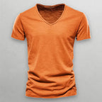 Camiseta de algodón con cuello en V Shinari