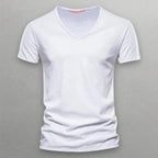 Camiseta de algodón con cuello en V Shinari