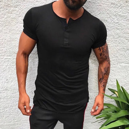 Casual Henley T-shirt for men in a plain color