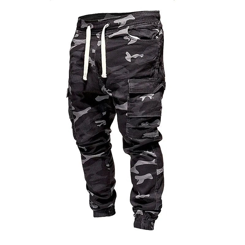 Men's Drawstring Elastic waistband Camouflage Sweatpants Sporty Joggers With Multiple Pockets