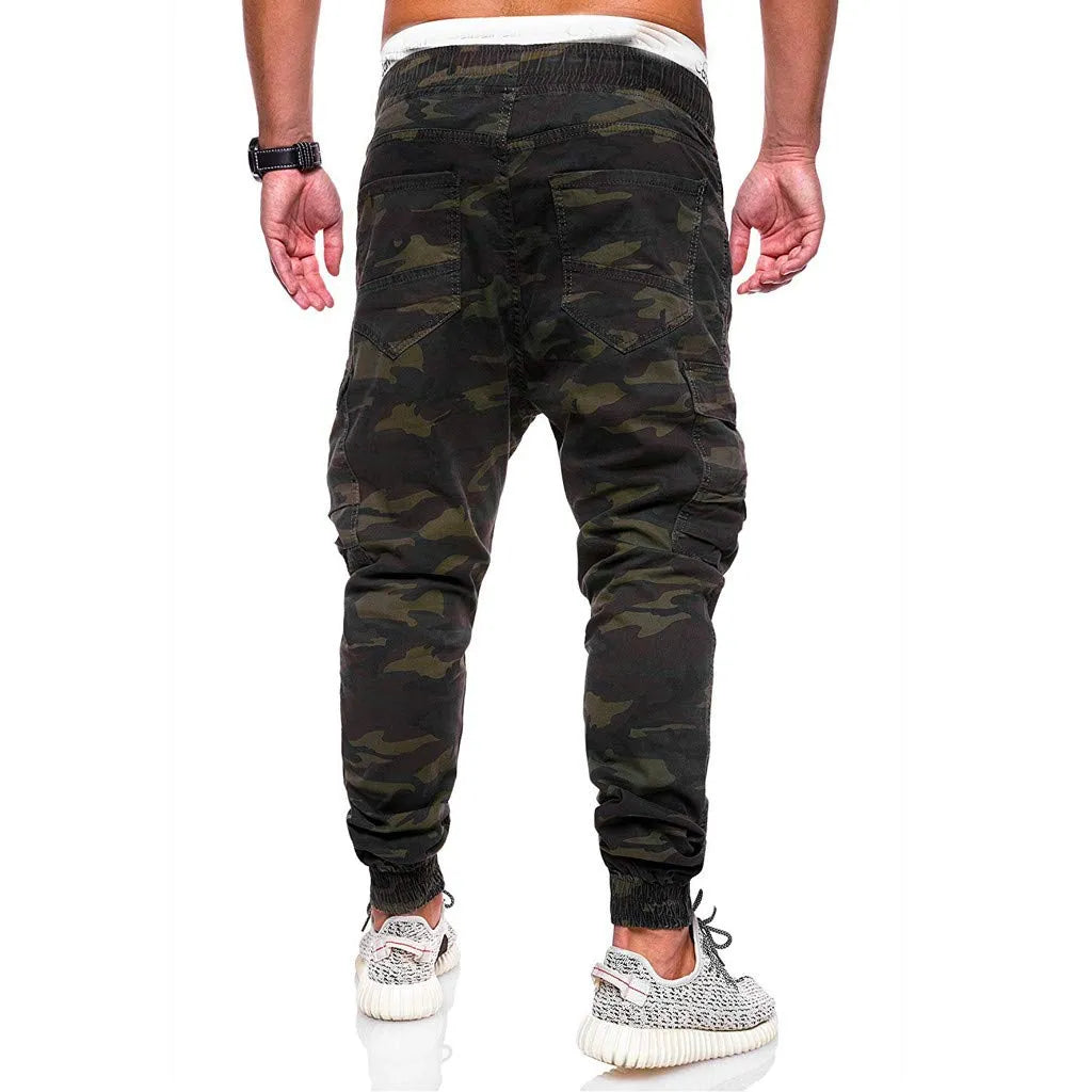 Men's Drawstring Elastic waistband Camouflage Sweatpants Sporty Joggers With Multiple Pockets
