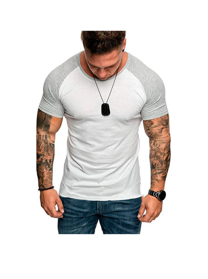 Men's raglan sleeve color block short sleeve T-shirt Soft Breathable
