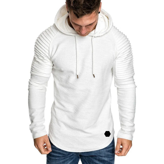 Men's Textured Solid Color Raglan Sleeve Pullover Hoodie Soft Breathable