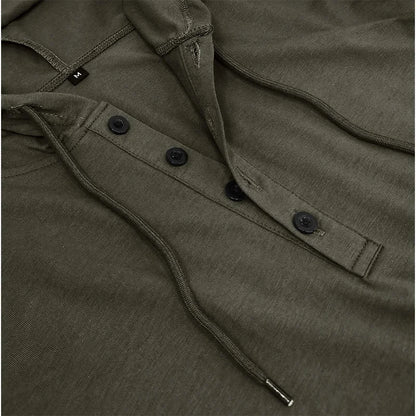 Men's single-colored stretch slim fit short sleeve hooded henley shirt
