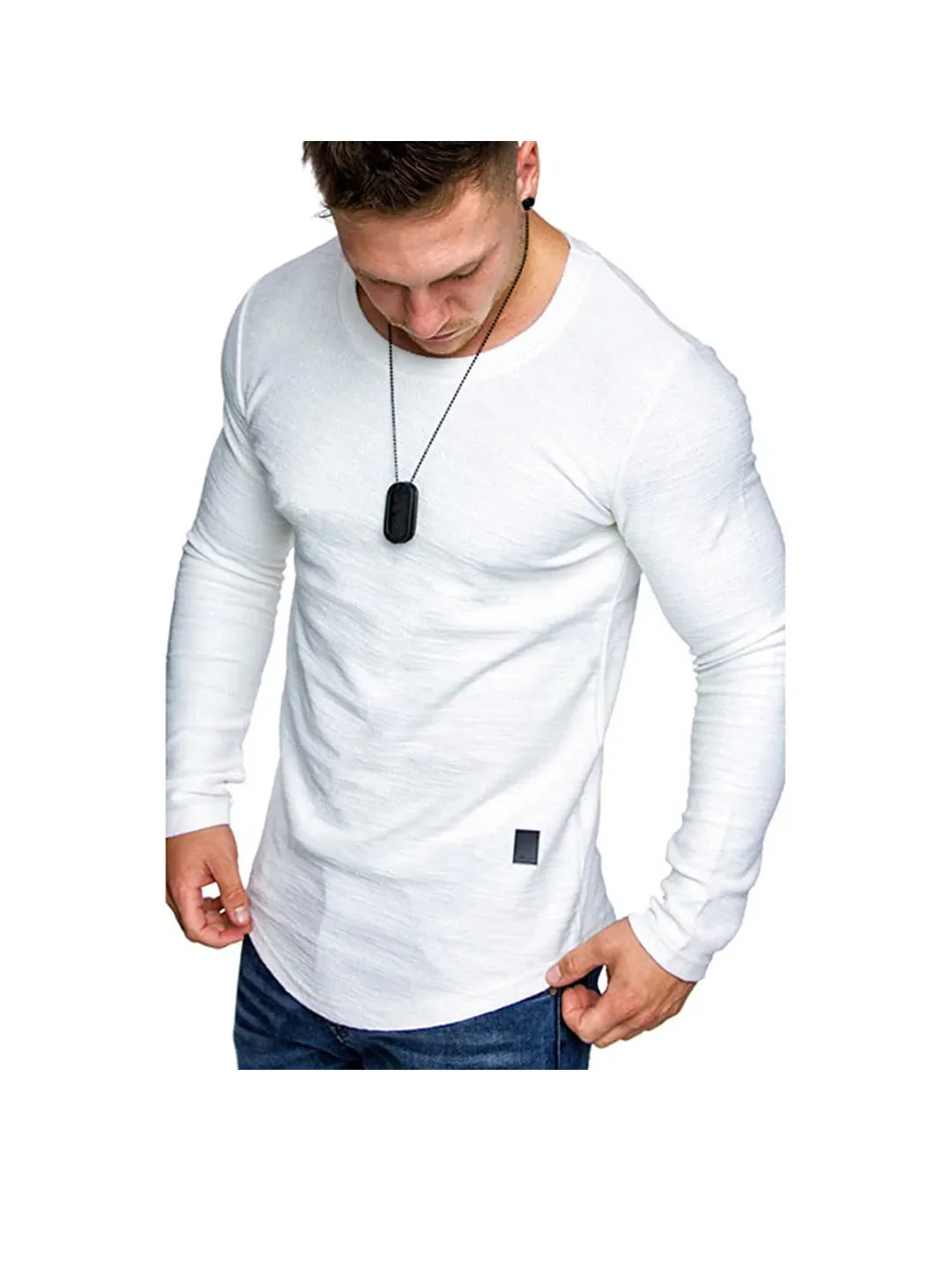 Men's Textured Solid Color High Quality Round Neck T-Shirt Soft Breathable