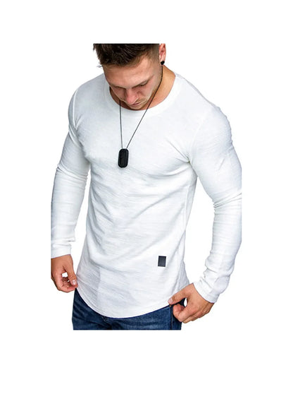 Men's Textured Solid Color High Quality Round Neck T-Shirt Soft Breathable