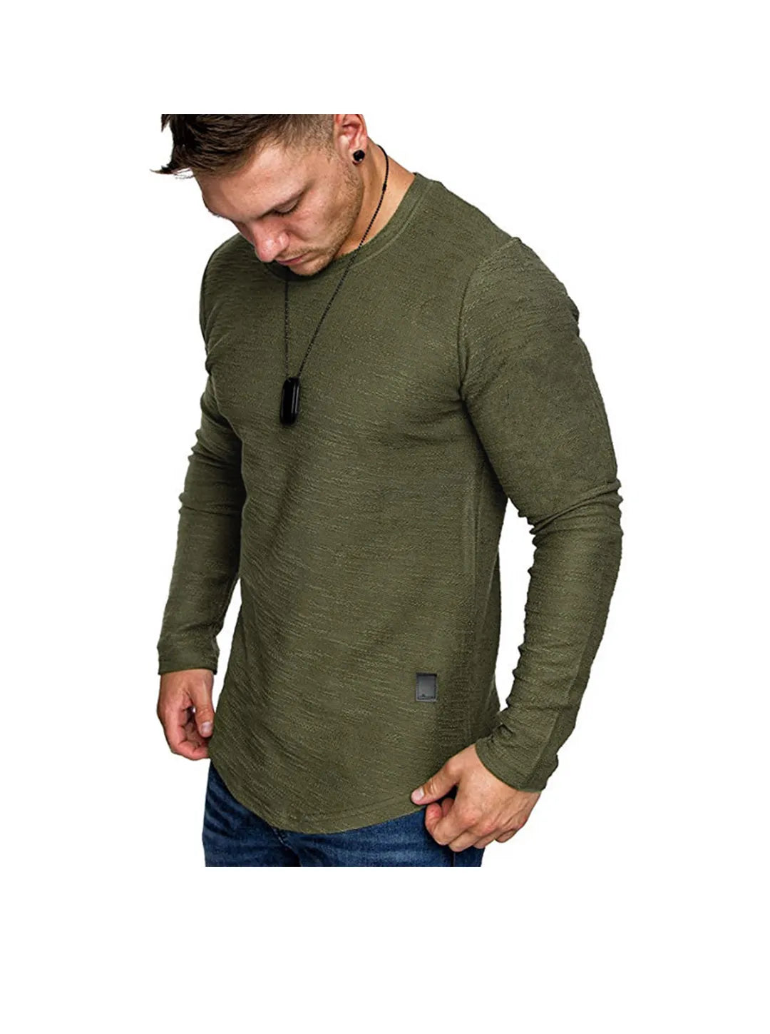 Men's Textured Solid Color High Quality Round Neck T-Shirt Soft Breathable