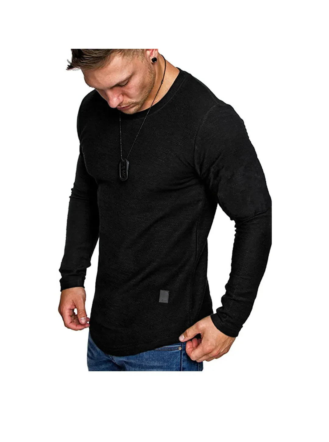 Men's Textured Solid Color High Quality Round Neck T-Shirt Soft Breathable