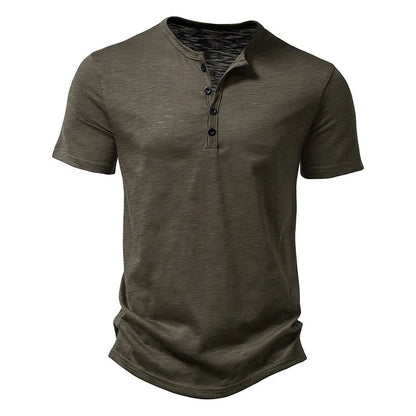 Muscle T-shirt with Henley collar for men