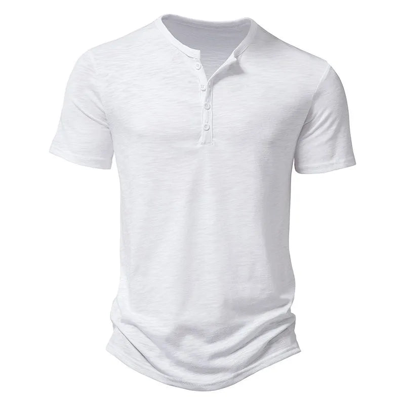 Muscle T-shirt with Henley collar for men