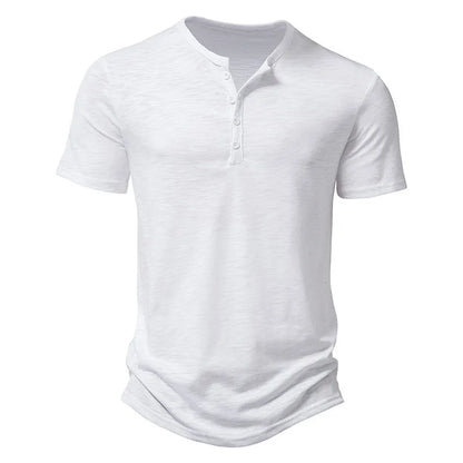 Muscle T-shirt with Henley collar for men