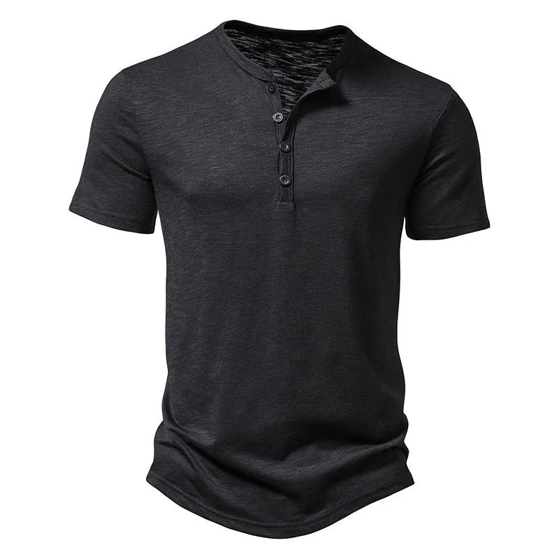 Muscle T-shirt with Henley collar for men