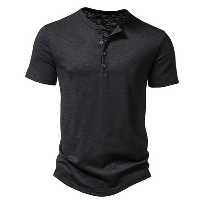 Muscle T-shirt with Henley collar for men