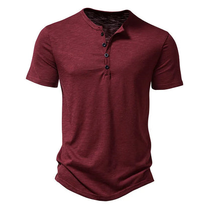 Muscle T-shirt with Henley collar for men