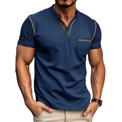 Slim fit polo shirt with Henley collar for men