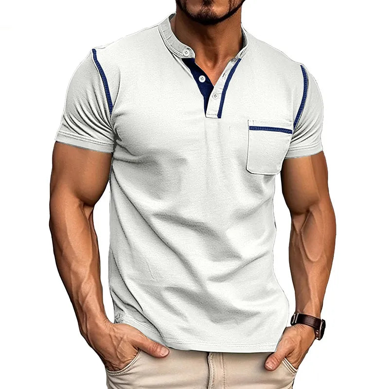 Slim fit polo shirt with Henley collar for men