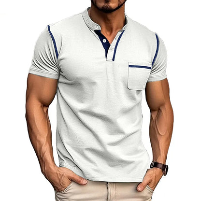 Slim fit polo shirt with Henley collar for men