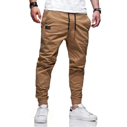 Men's leisure joggers plain twill drawstring elastic slant pocket