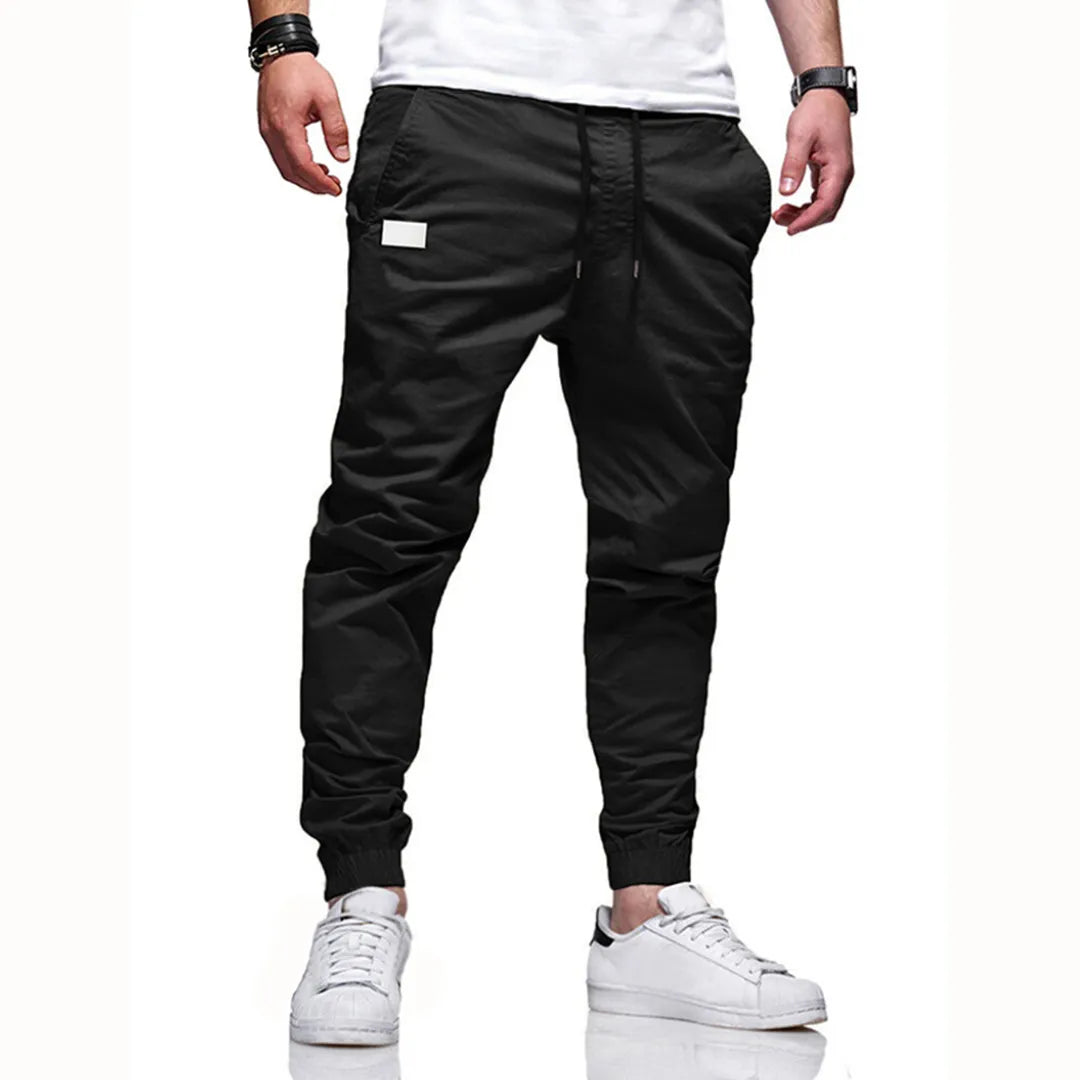 Men's leisure joggers plain twill drawstring elastic slant pocket