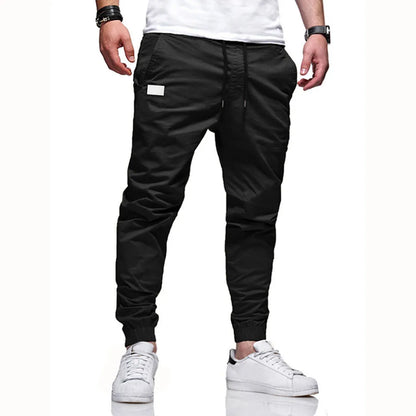Men's leisure joggers plain twill drawstring elastic slant pocket