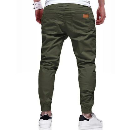 Men's leisure joggers plain twill drawstring elastic slant pocket