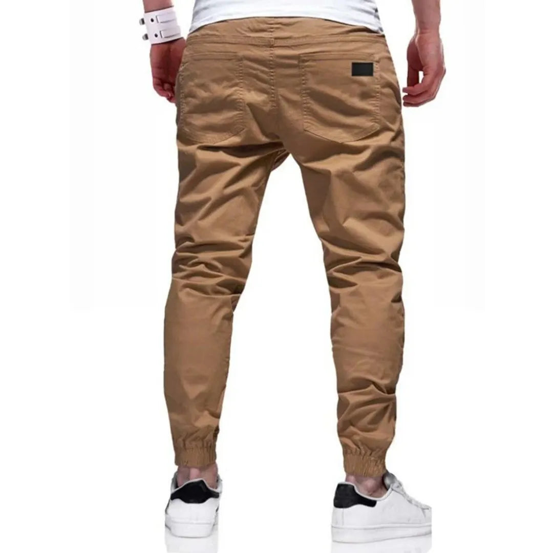 Men's leisure joggers plain twill drawstring elastic slant pocket