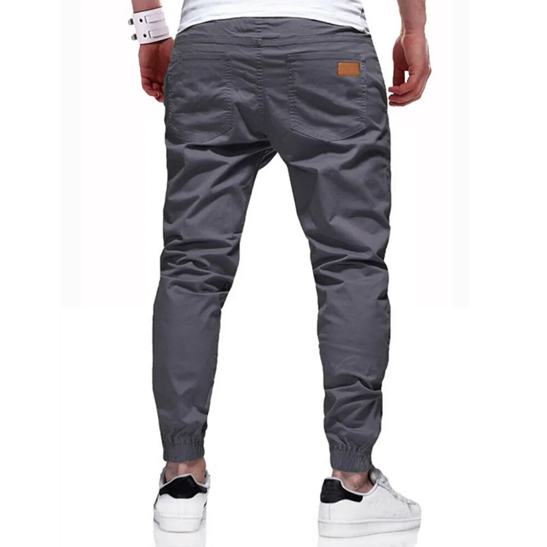 Men's leisure joggers plain twill drawstring elastic slant pocket