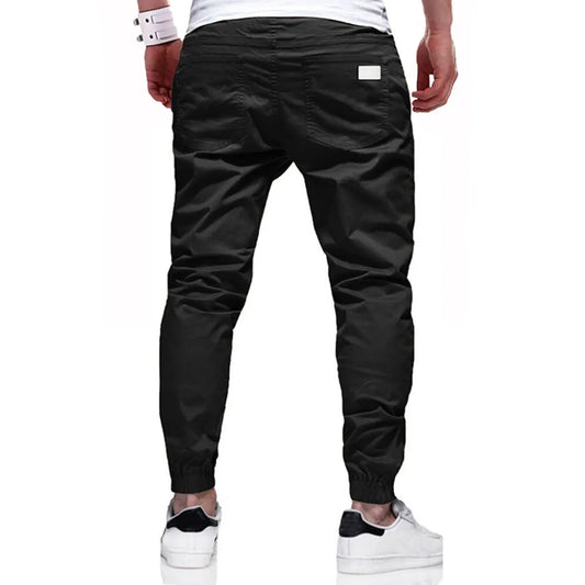 Men's leisure joggers plain twill drawstring elastic slant pocket