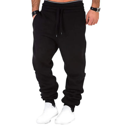 Men's sweatpants jogging trousers with drawstring and elastic waistband in solid color