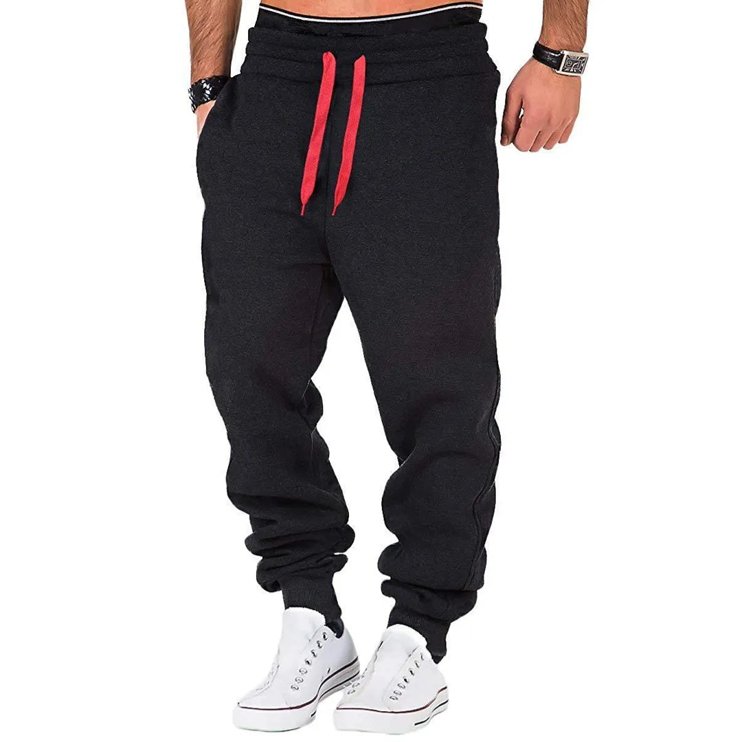 Men's sweatpants jogging trousers with drawstring and elastic waistband in solid color